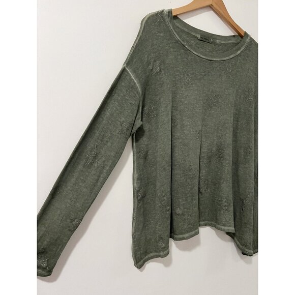 Nina Kendosa Paris Army Green Silver Glitter All Around Stars Print Size Large - Picture 2 of 5